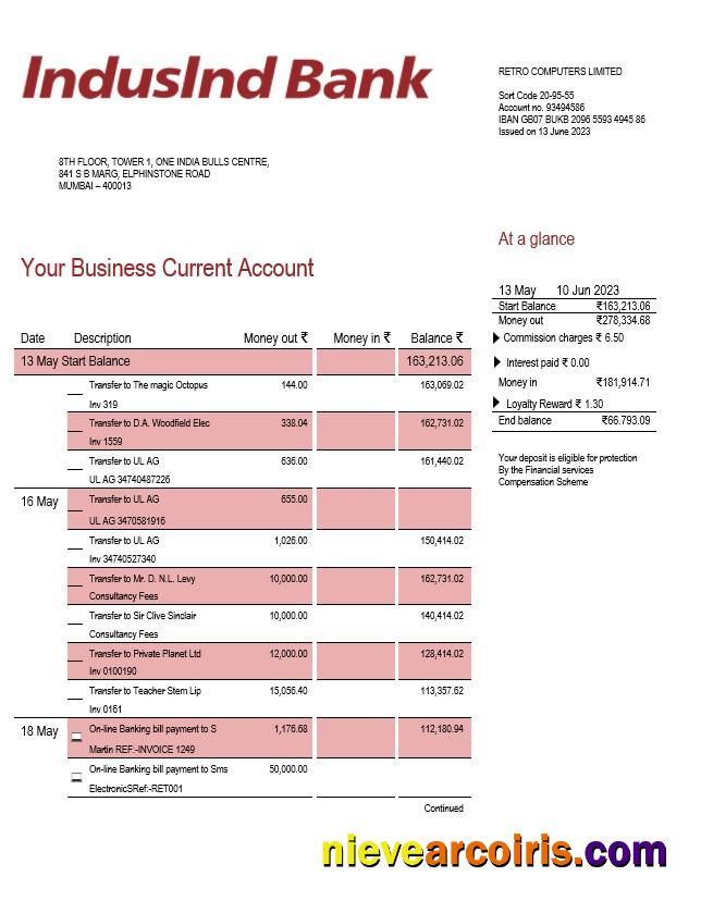 Indusind Bank enterprise statement